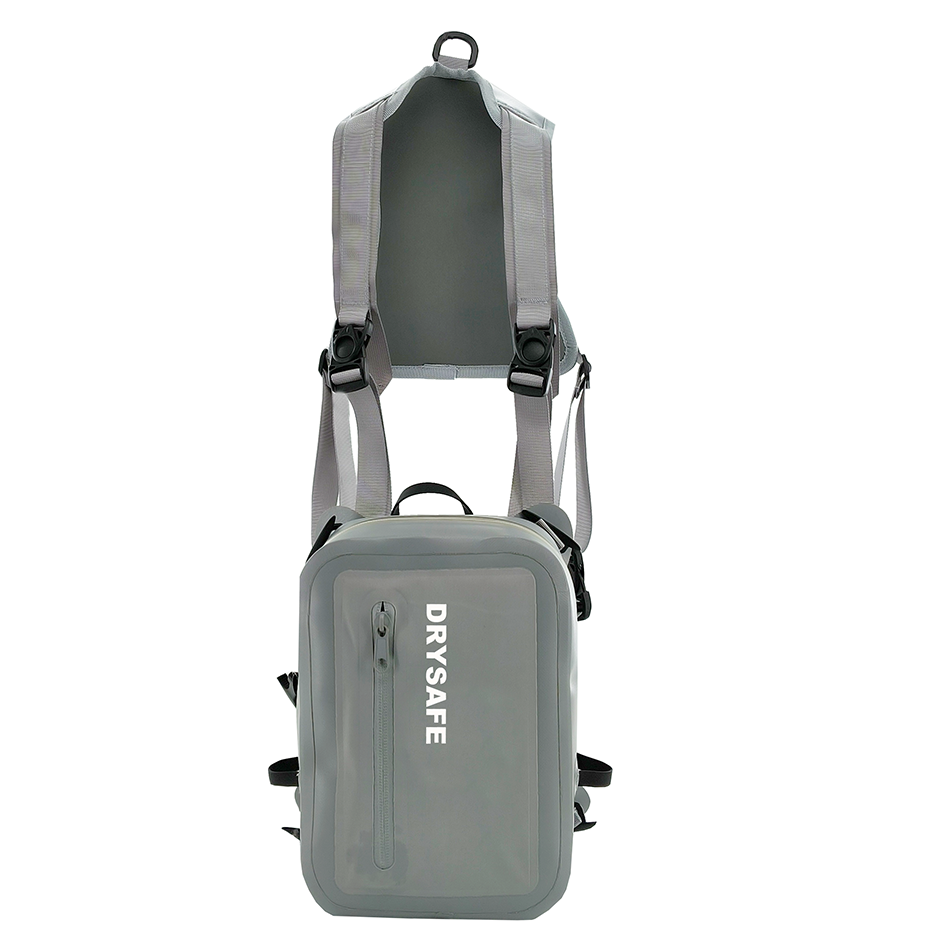 DRYSAFE Waterproof Fishing Chest Fanny Pack for Man 3.5L Fly Fishing Bag Chest Pack with Airtight Zipper for Fly Fishing Kayaking Gray