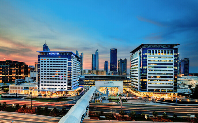 Dubai World Trade Centre downtown Dubai street view
