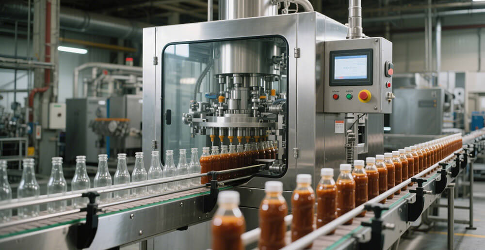 sauce filling machine at work