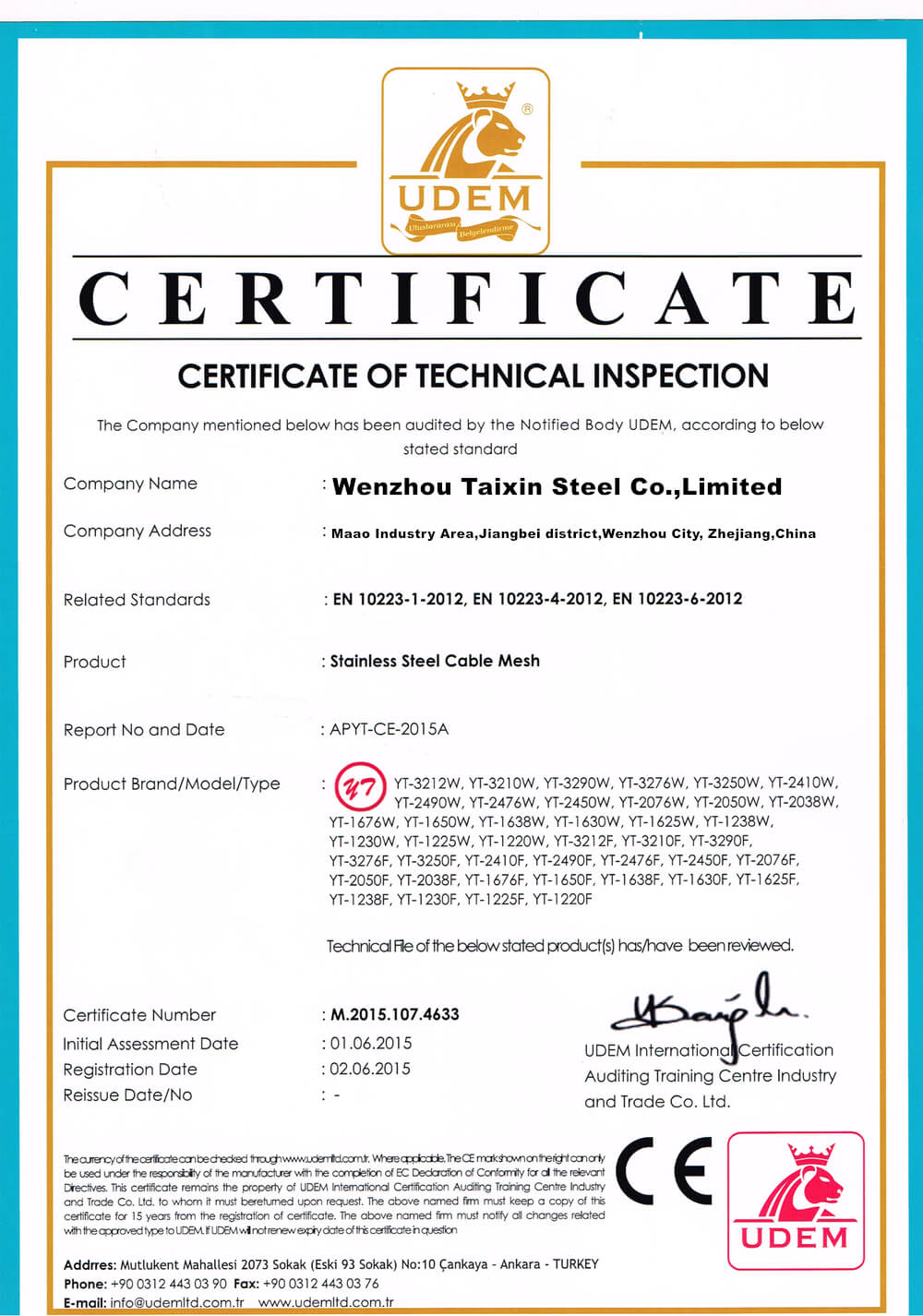 Best Seller Stainless Steel Certificate Supplier Wenzhou Taixin Steel