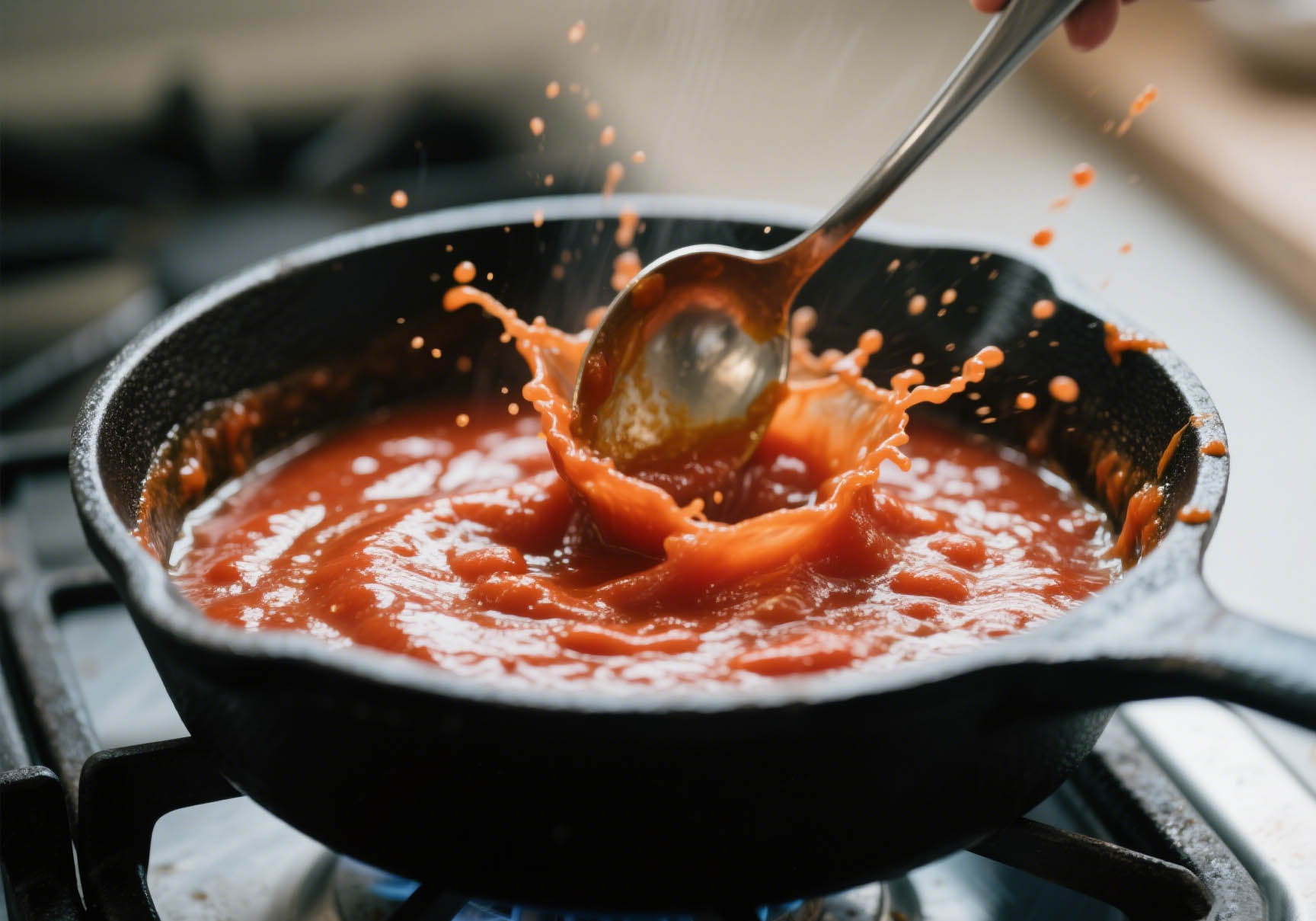boiling tomato sauce