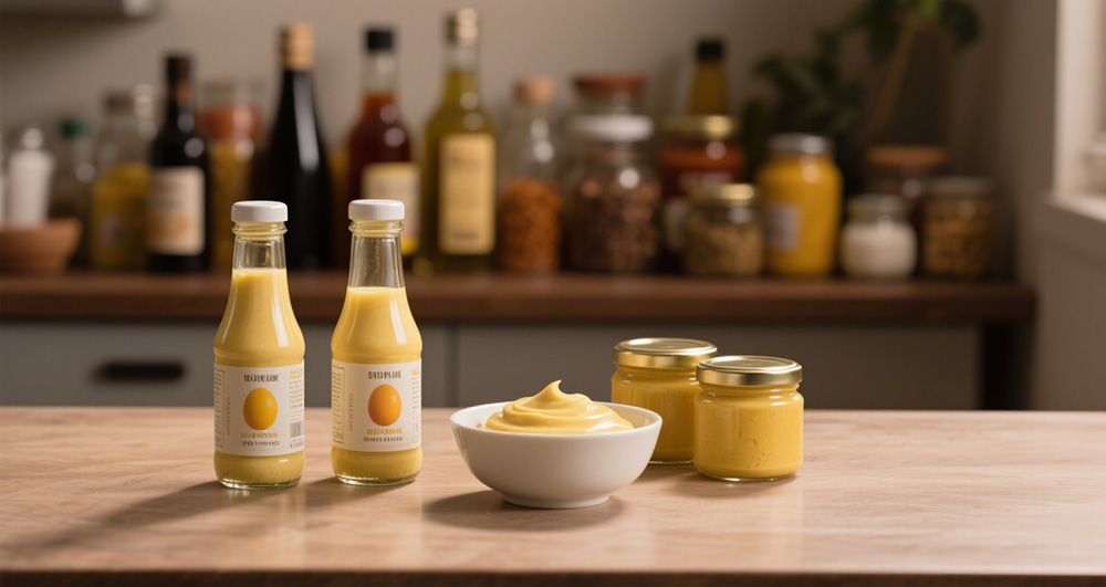 Mayonnaise in bottles and jars