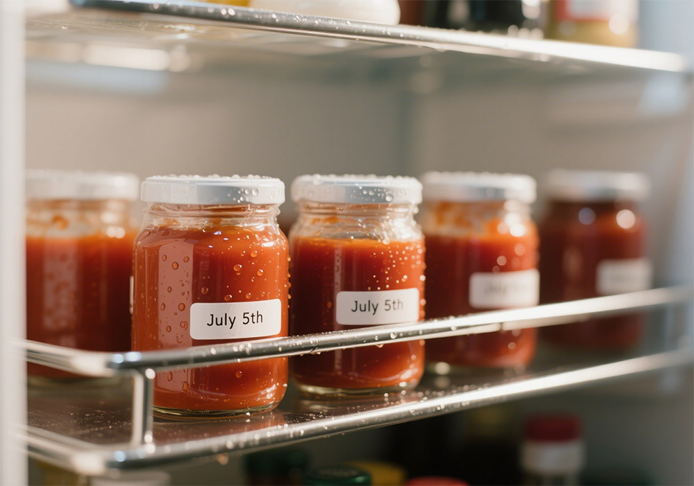 tomato sauce stored in the fridge