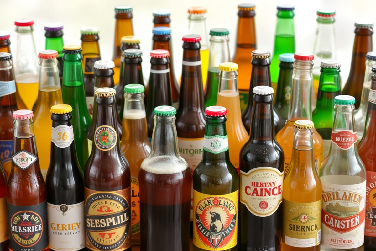 various glass bottle 