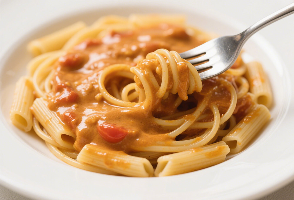 pasta made with cream tomato sauce