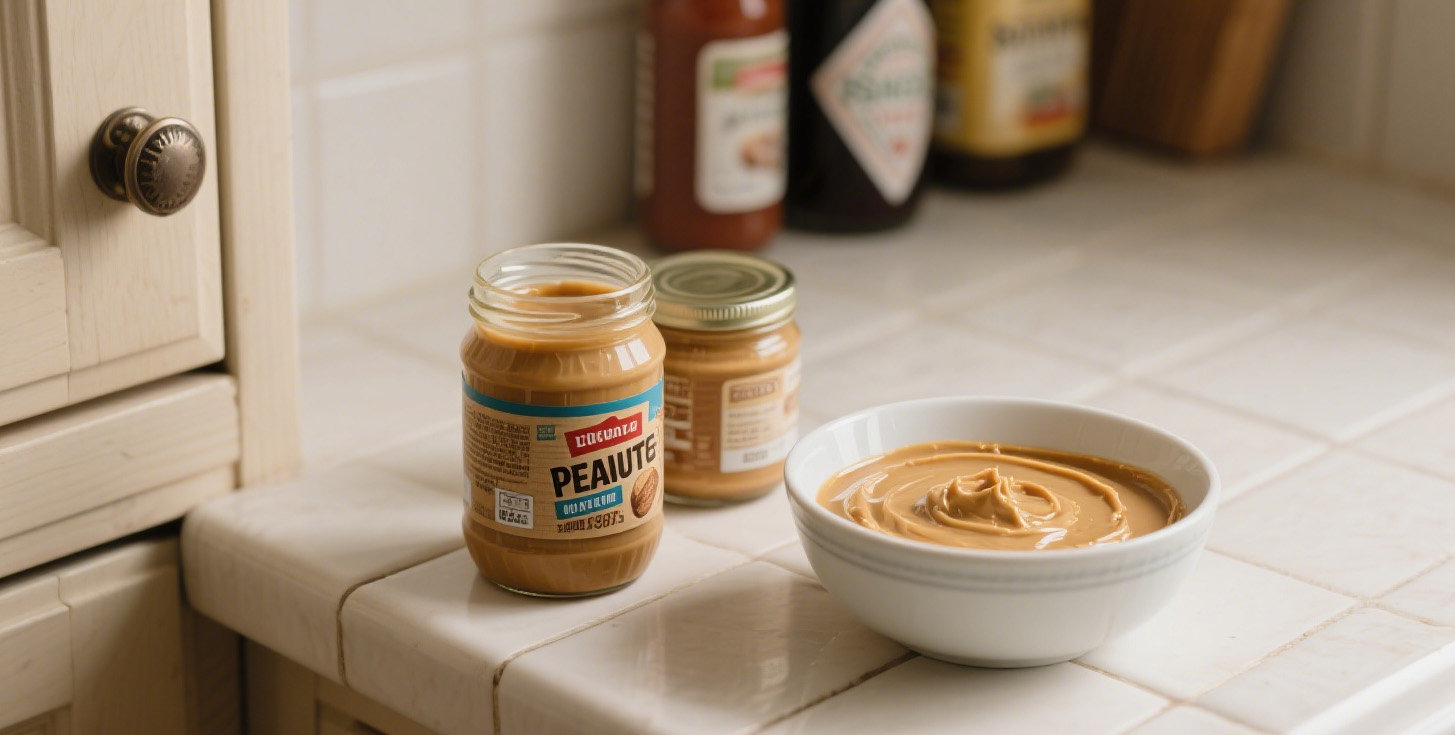 Open and unopened peanut butter