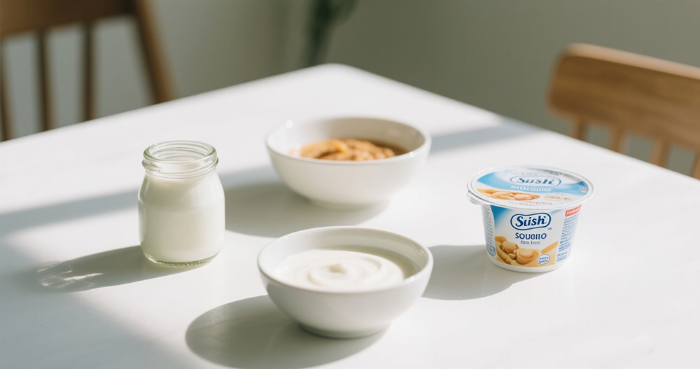 yogurt on the dining table
