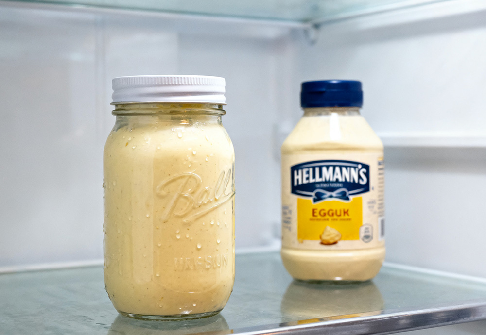 Mayonnaise stored in the refrigerator