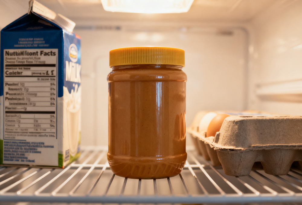 peanut butter in the fridge