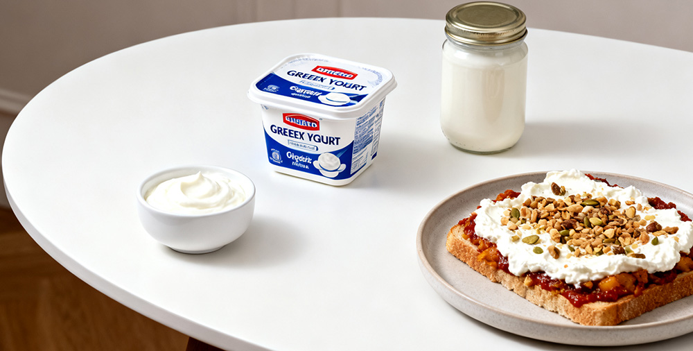 homemade and commercially available Greek yogurt