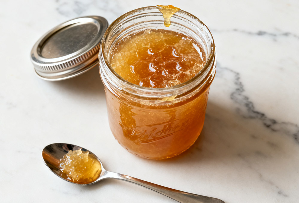 honey crystallized in a jar