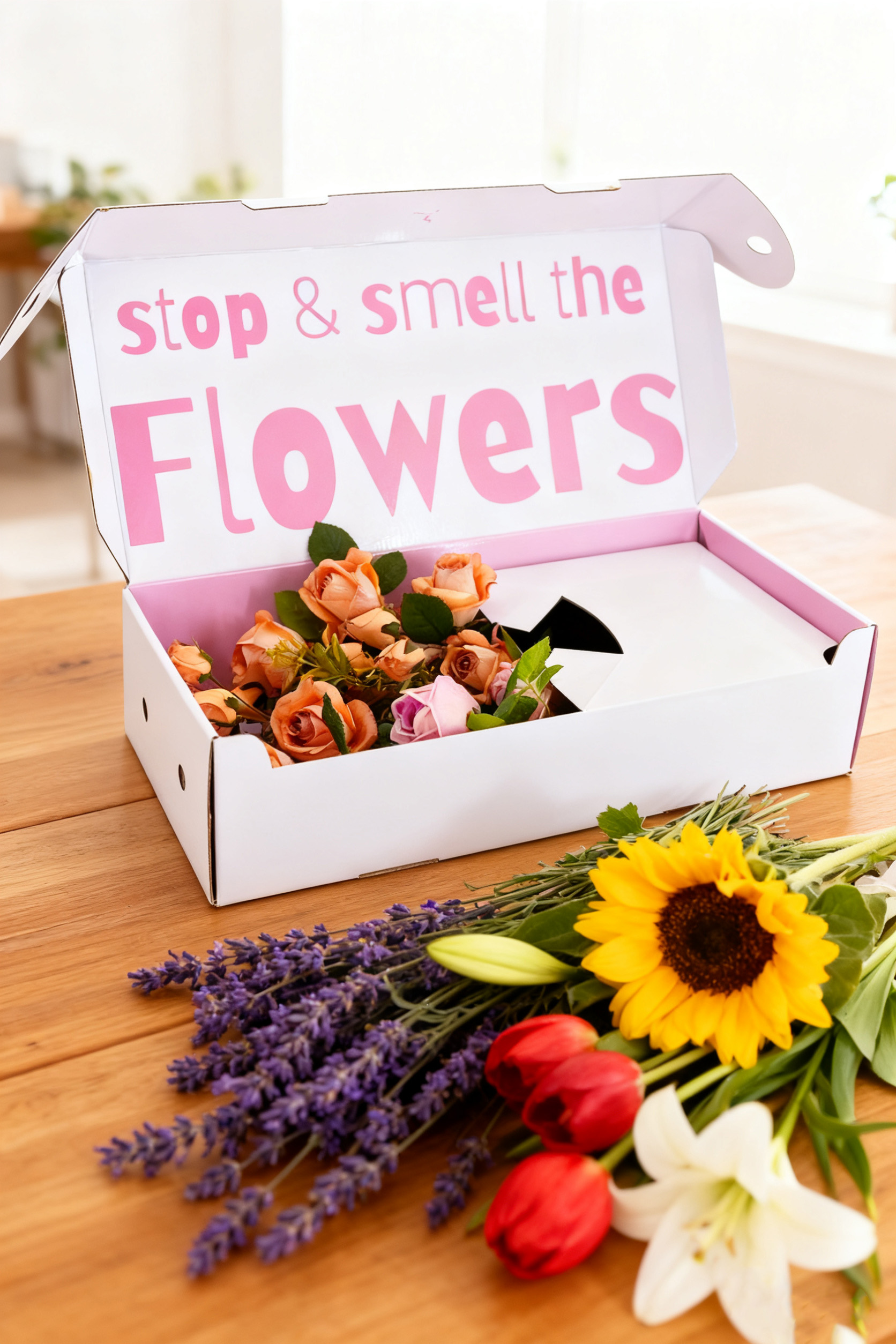 custom corrugated flower packaging box with insert
