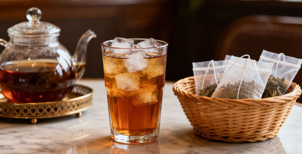 tea bags and iced tea