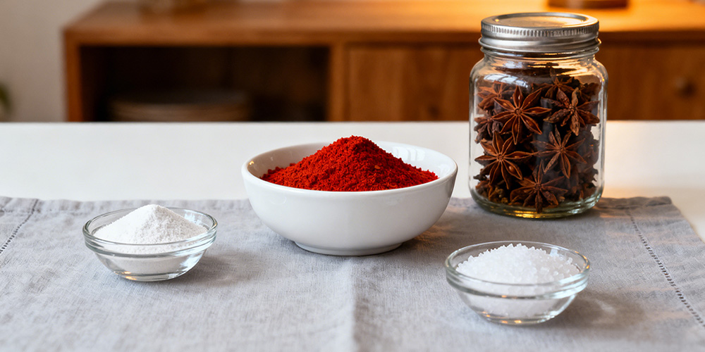 salt and spices such as black pepper