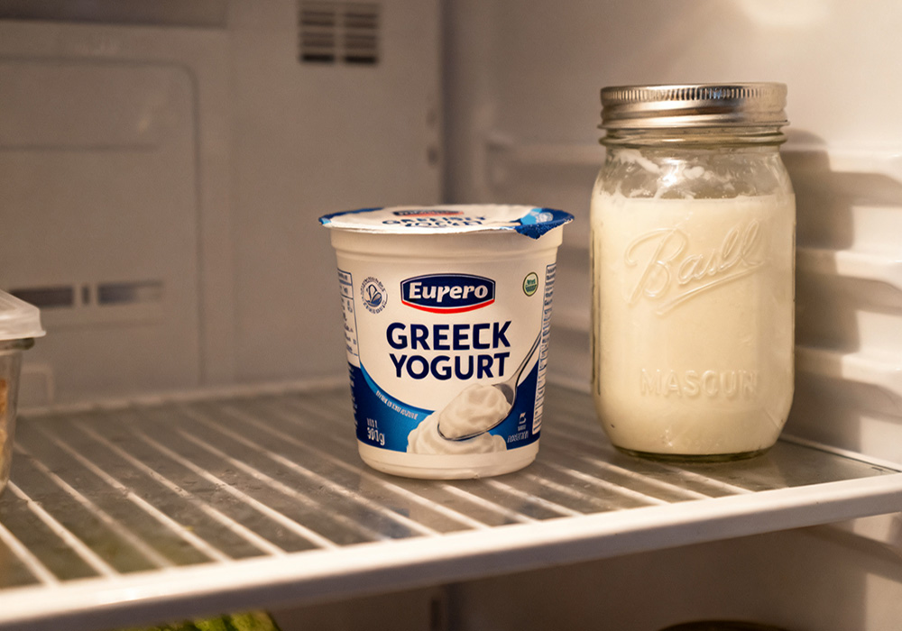 greek yogurt in the fridge