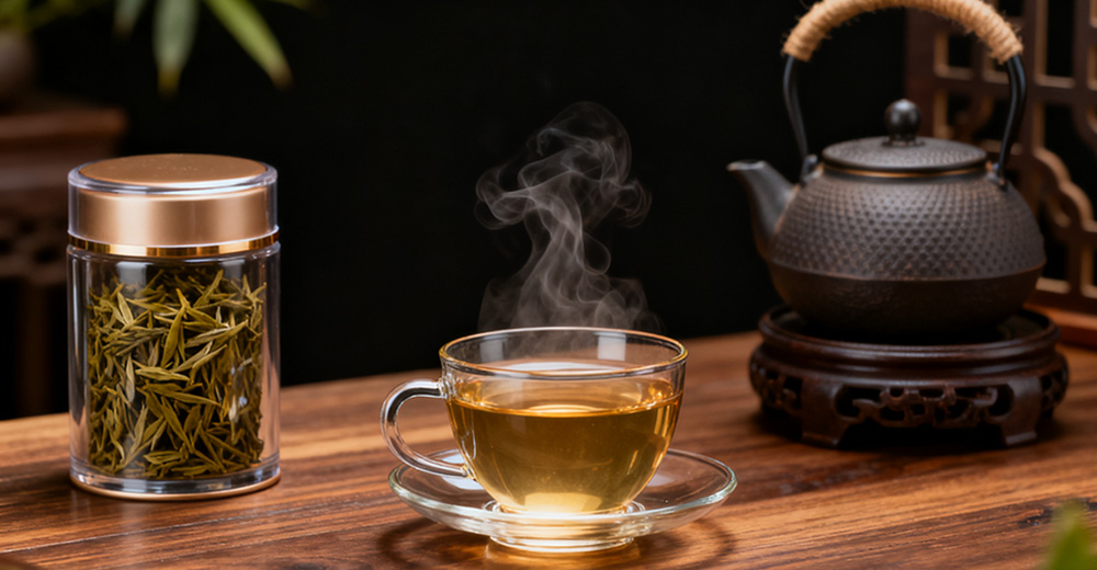 hot tea brewed in a teapot