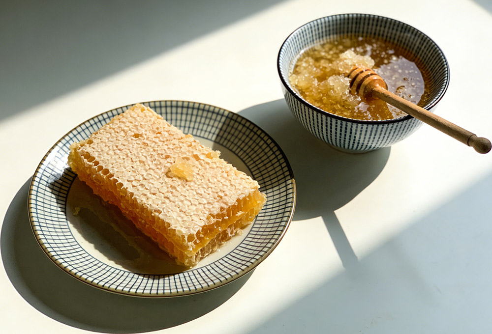 raw honey and crystallized honey