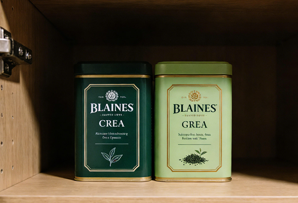 green tea stored in the cabinet