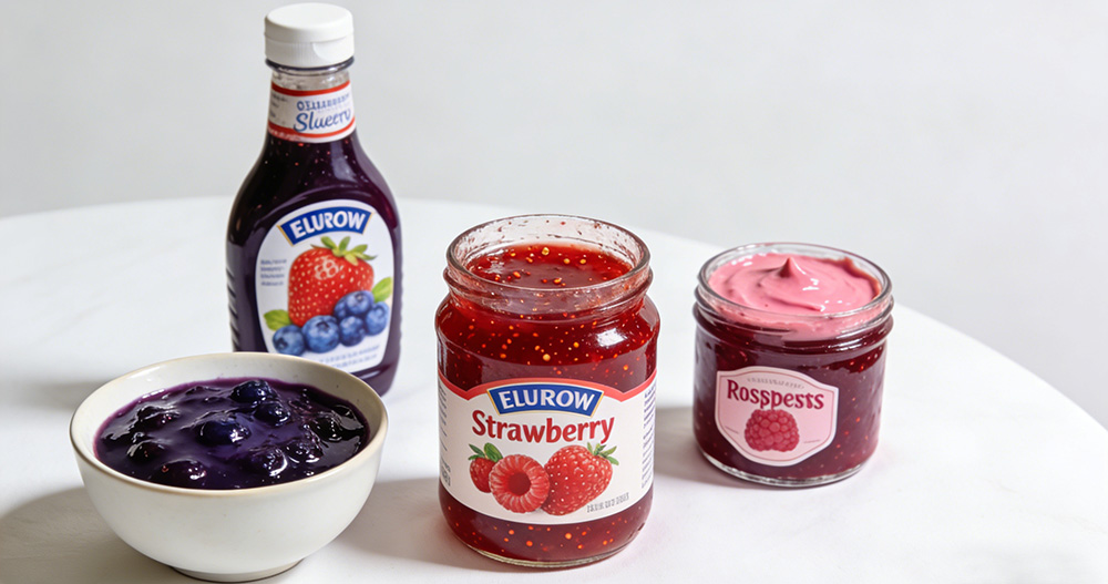 blueberry sauce and raspberry sauce