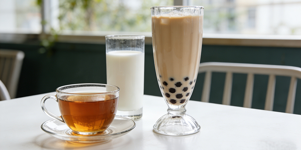 tea, milk, and milk tea