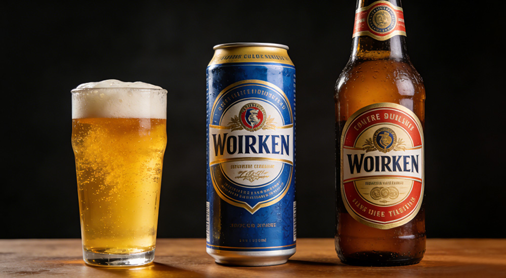 a glass of beer, canned beer and bottled beer