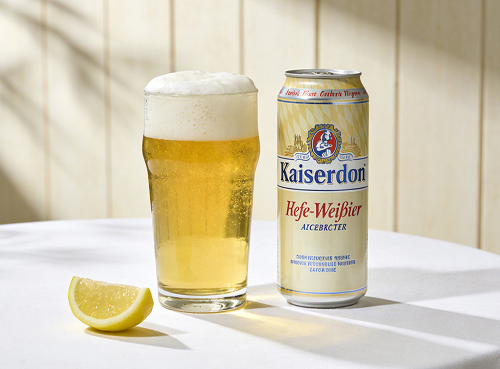 a glass of beer and a can of beer