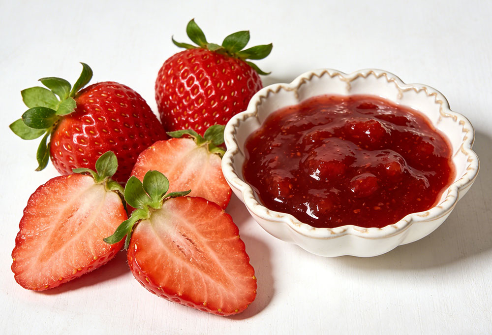 strawberry jam and strawberries