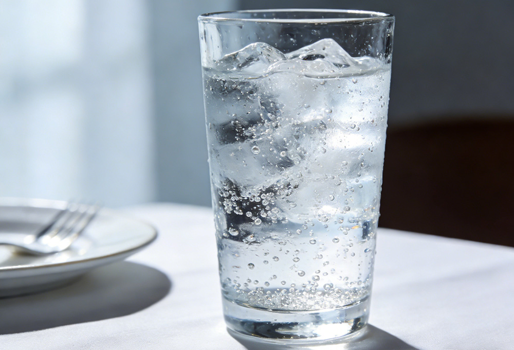 a glass of soda water