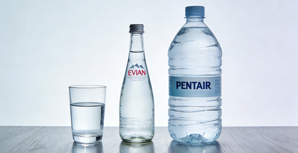 one cup and two bottles of distilled water