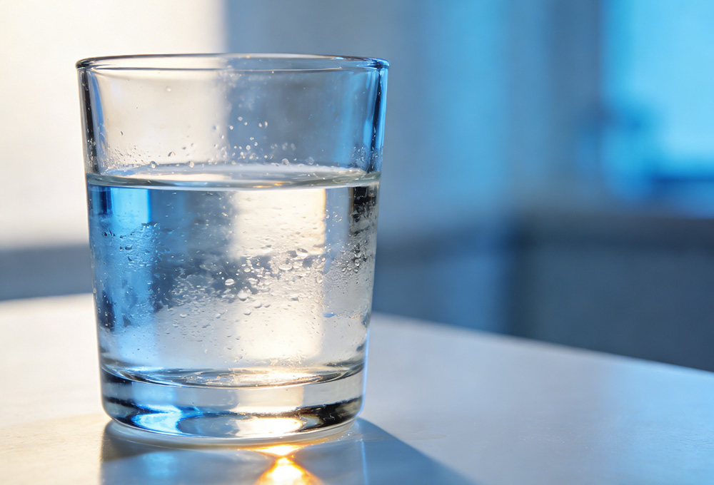 a cup of distilled water