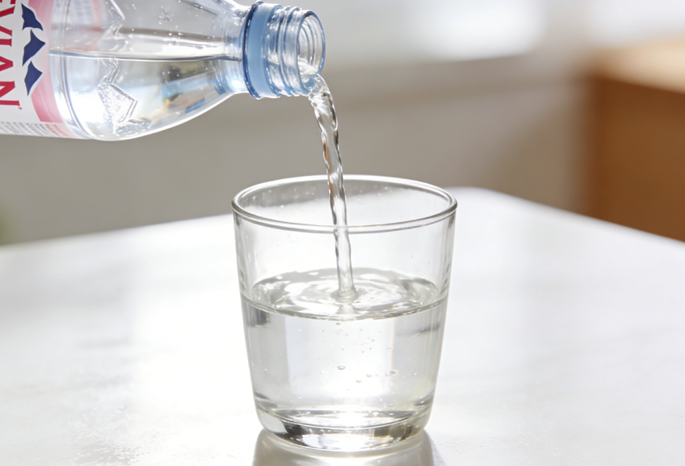 pour distilled water into the cup