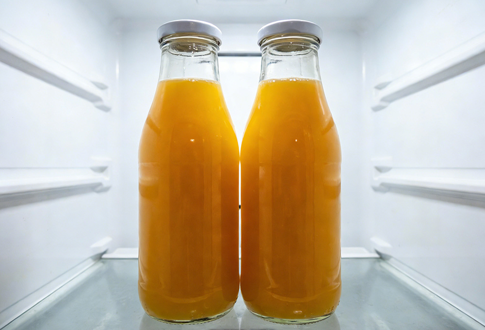 orange juice in the fridge