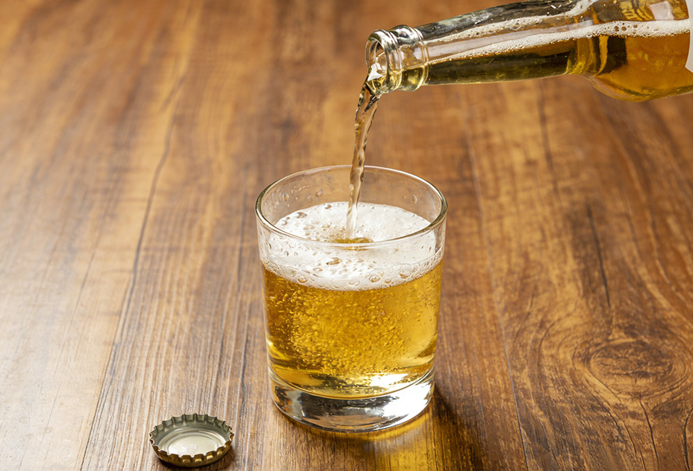 poured a glass of beer