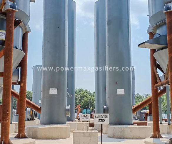 Gasification and cooling sections of a 3 MW biomass gasification power plant in Malaysia