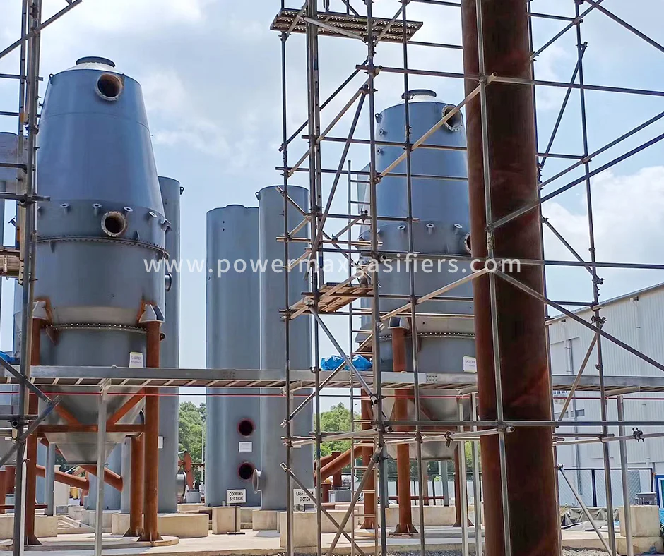 Two TFBG1500 gasifiers at the 3 MW wood chip power project in Malaysia