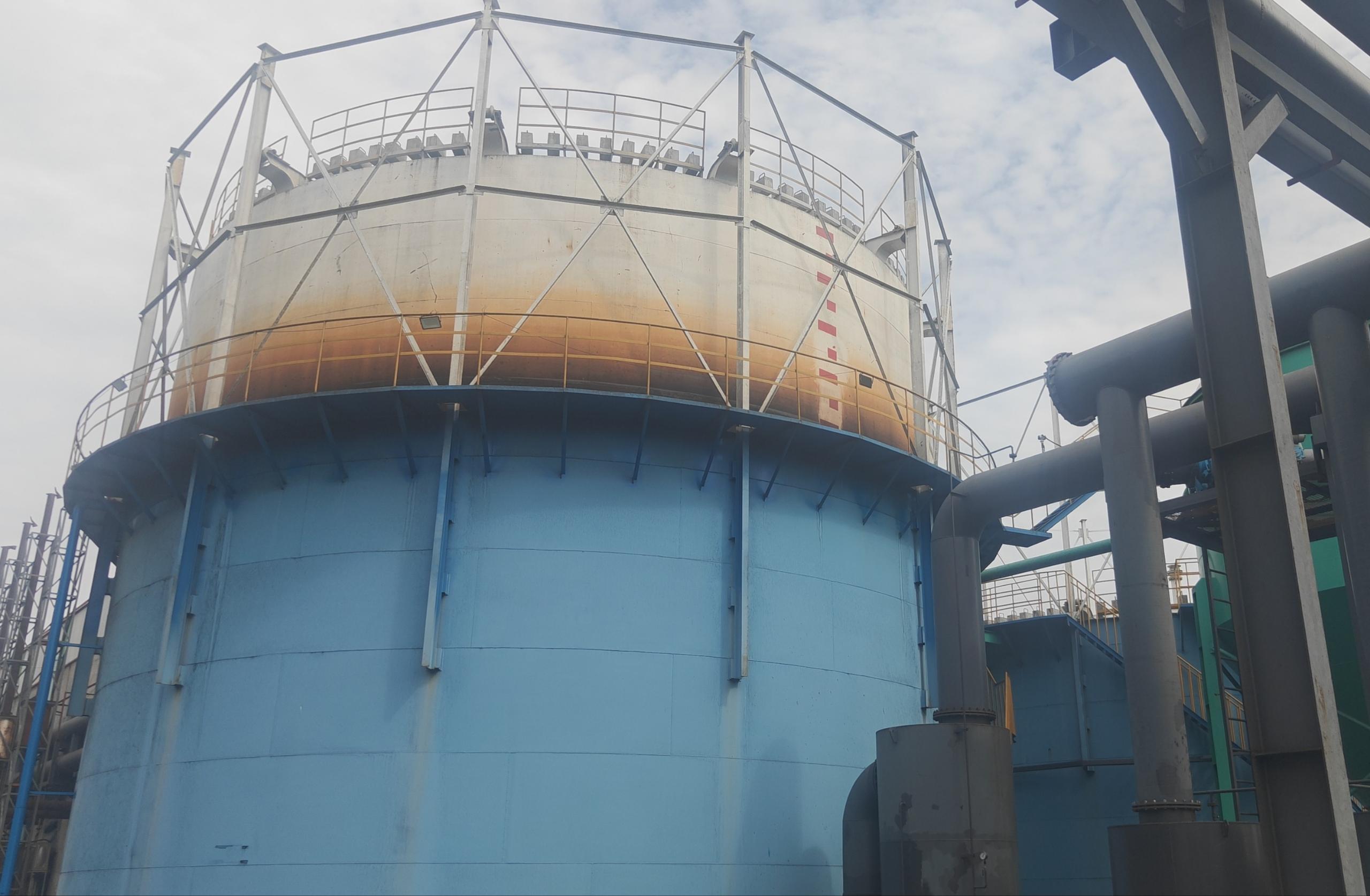 Syngas buffer tank at the 12 MW rice husk gasification power project in Myanmar