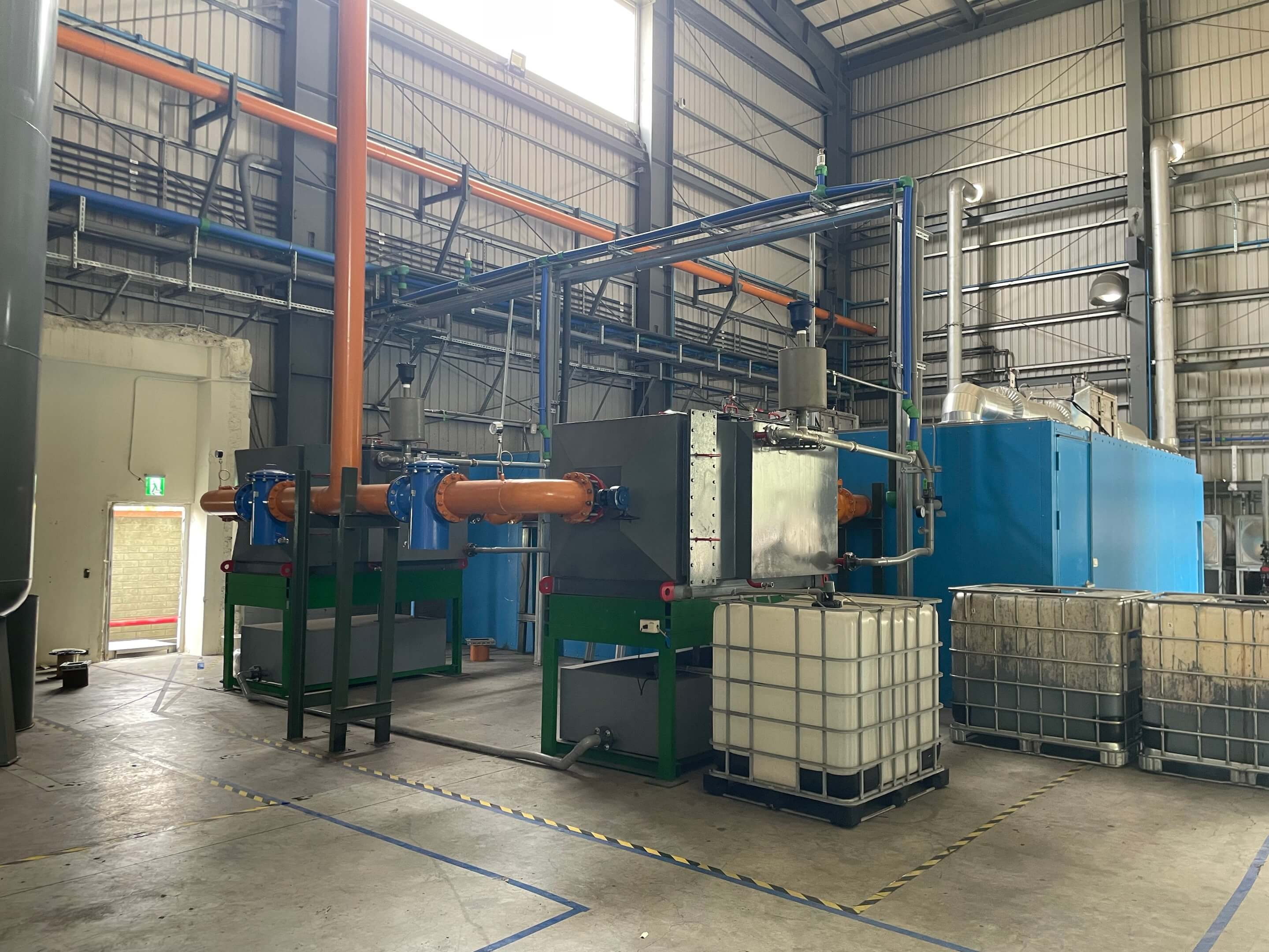 Syngas cooling and cleaning equipment at the 500 kW wood chip power project in Taiwan